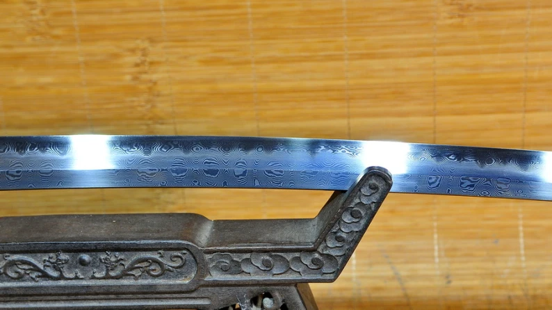 Folded Steel Real Hamon Forge Folded Deluxe Mokko Gunome Hamon Katana 9 4